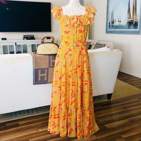 Saloni Jemma Cotton Silk Maxi Dress 12 NWT - Picture 5 of 15